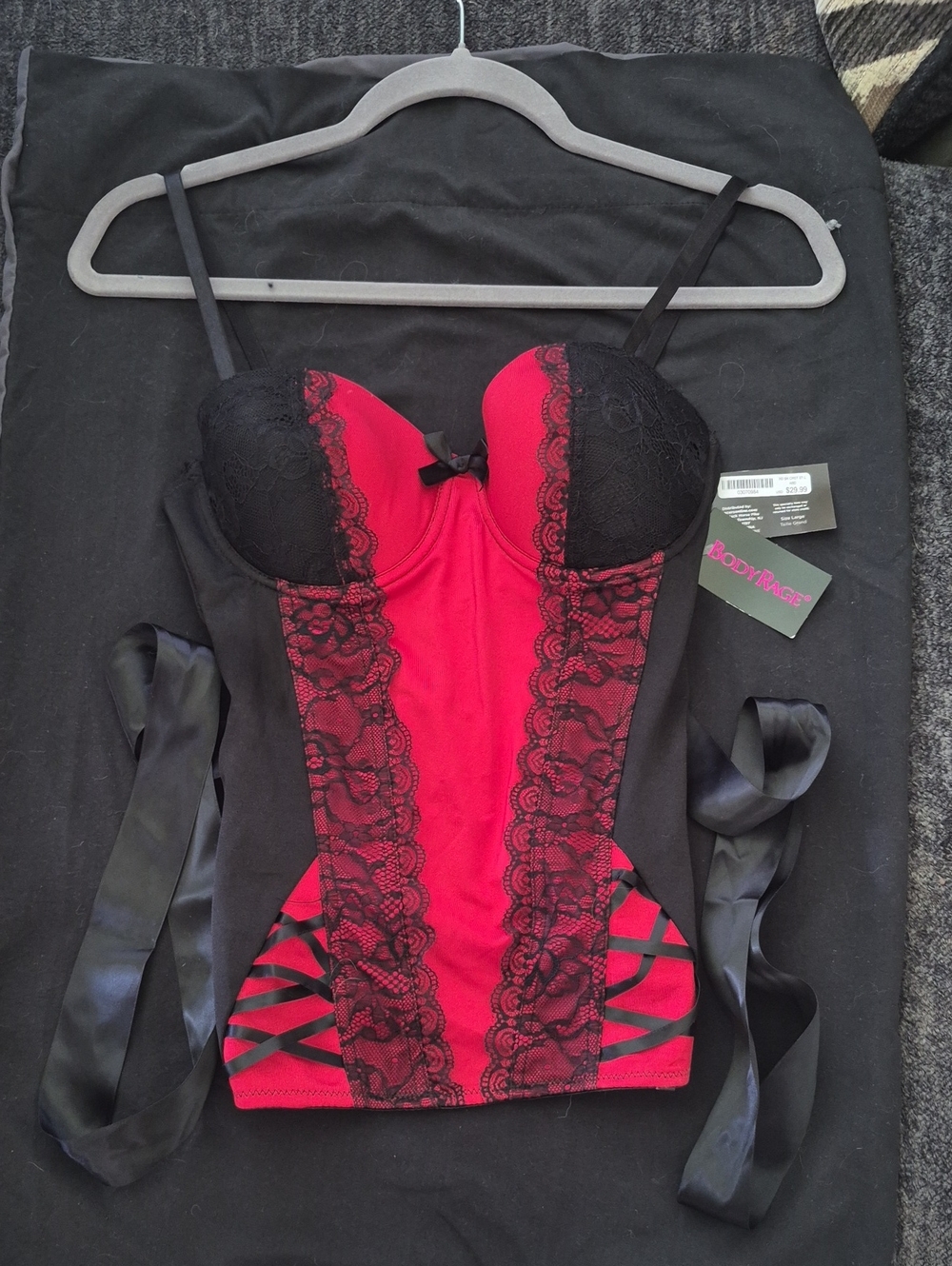 NWT / L/ Women's Red & Black Lace Bustier Corset Top by BodyRags